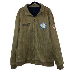 US Navy Commemorative Faux Suede Jacket XL Danbury Mint Lawson Military Style